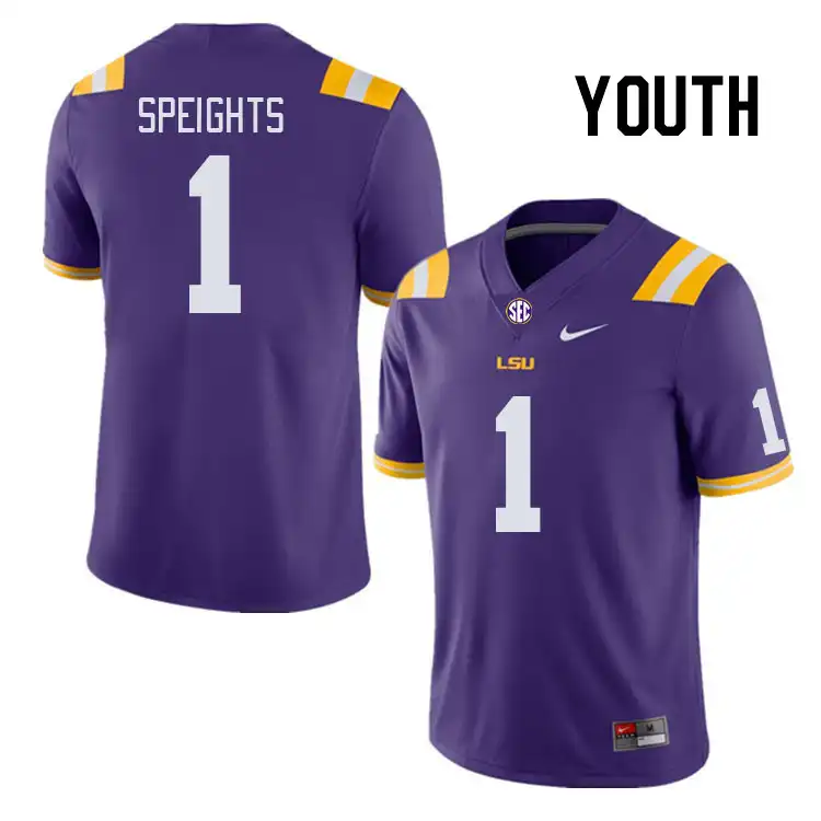 Youth LSU Tigers Omar Speights #1 Purple NCAA Football Jersey